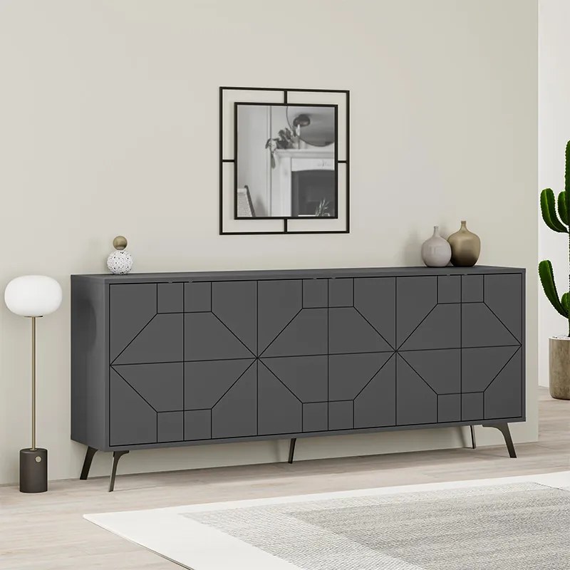 Μπουφές Dune Megapap χρώμα ανθρακί 184x35x77,4εκ.