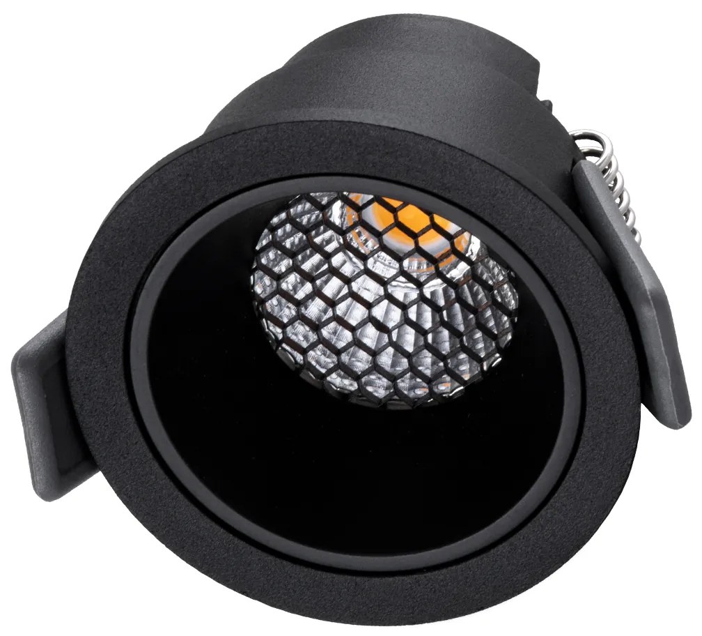 GloboStar® PLUTO-S 60250 Χωνευτό LED Spot Downlight TrimLess Φ6.4cm 7W 910lm 38° AC 220-240V IP20 Φ6.4 x Υ4.9cm - Στρόγγυλο - Μαύρο &amp; Anti-Glare HoneyComb - Φυσικό Λευκό 4500K - Bridgelux COB - 5 Years Warranty