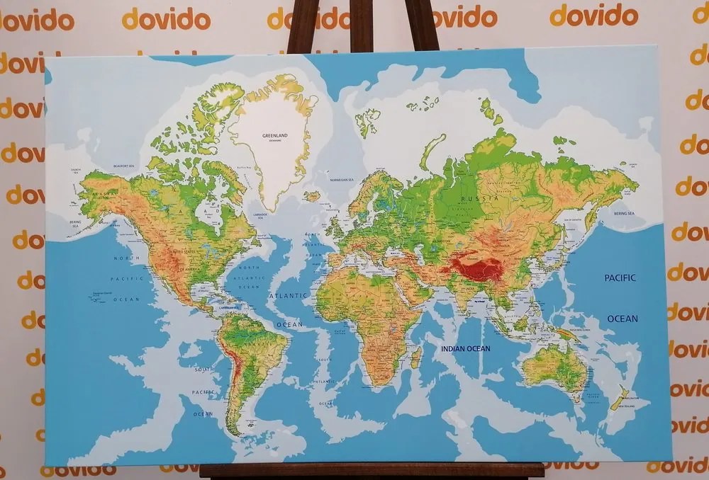 Εικόνα σε έναν κλασικό παγκόσμιο χάρτη από φελλό - 120x80  transparent