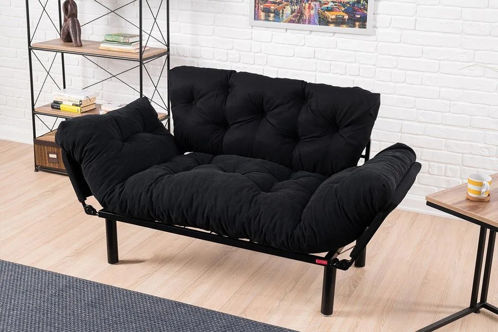 Καναπές - Kρεβάτι C-0018 2θέσιος Ύφασμα Μάυρο 155x73x85 εκ. 155x73x85 εκ.