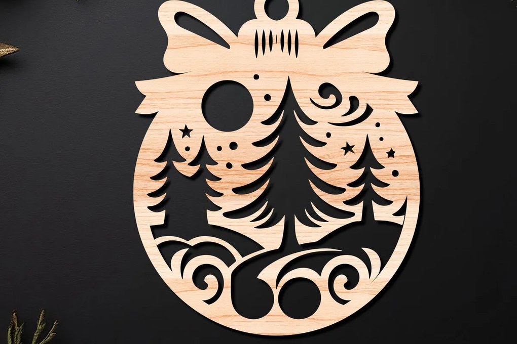 Σετ των 3 Intra απο ξύλο plywood 3mm-4mm πάχος Χριστουγεννιάτικο Στολίδι Δίασταση 8x8 cm INTRAFABR-110255179