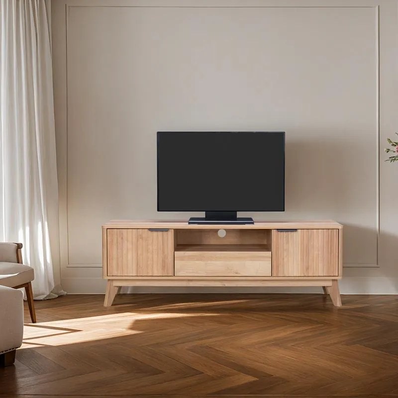 Έπιπλο τηλεόρασης Hamea mdf σε φυσική απόχρωση 145x39,5x49εκ 145x39.5x49 εκ.