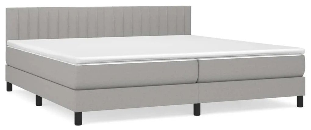 vidaXL Κρεβάτι Boxspring με Στρώμα Ανοιχτό Γκρι 200x200 εκ. Υφασμάτινο