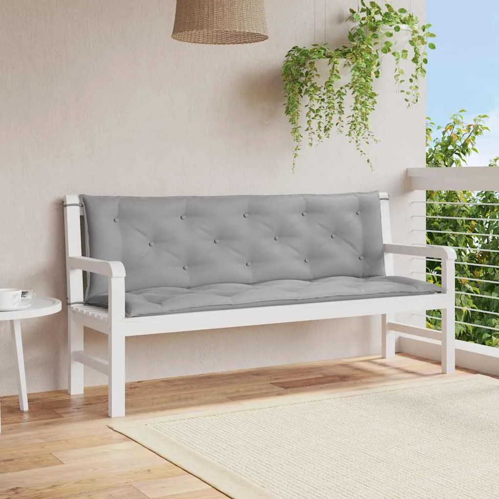 vidaXL Μαξιλάρι Πάγκου Κήπου Γκρι 150x(50+50)x7 εκ. Ύφασμα Oxford