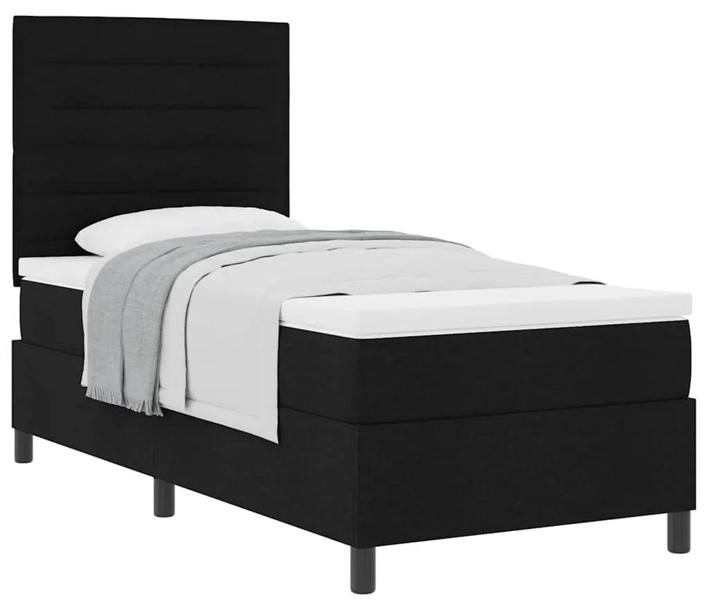 vidaXL Κρεβάτι με ελατήρια με στρώμα Μαύρο 100 x 200 cm ύφασμα