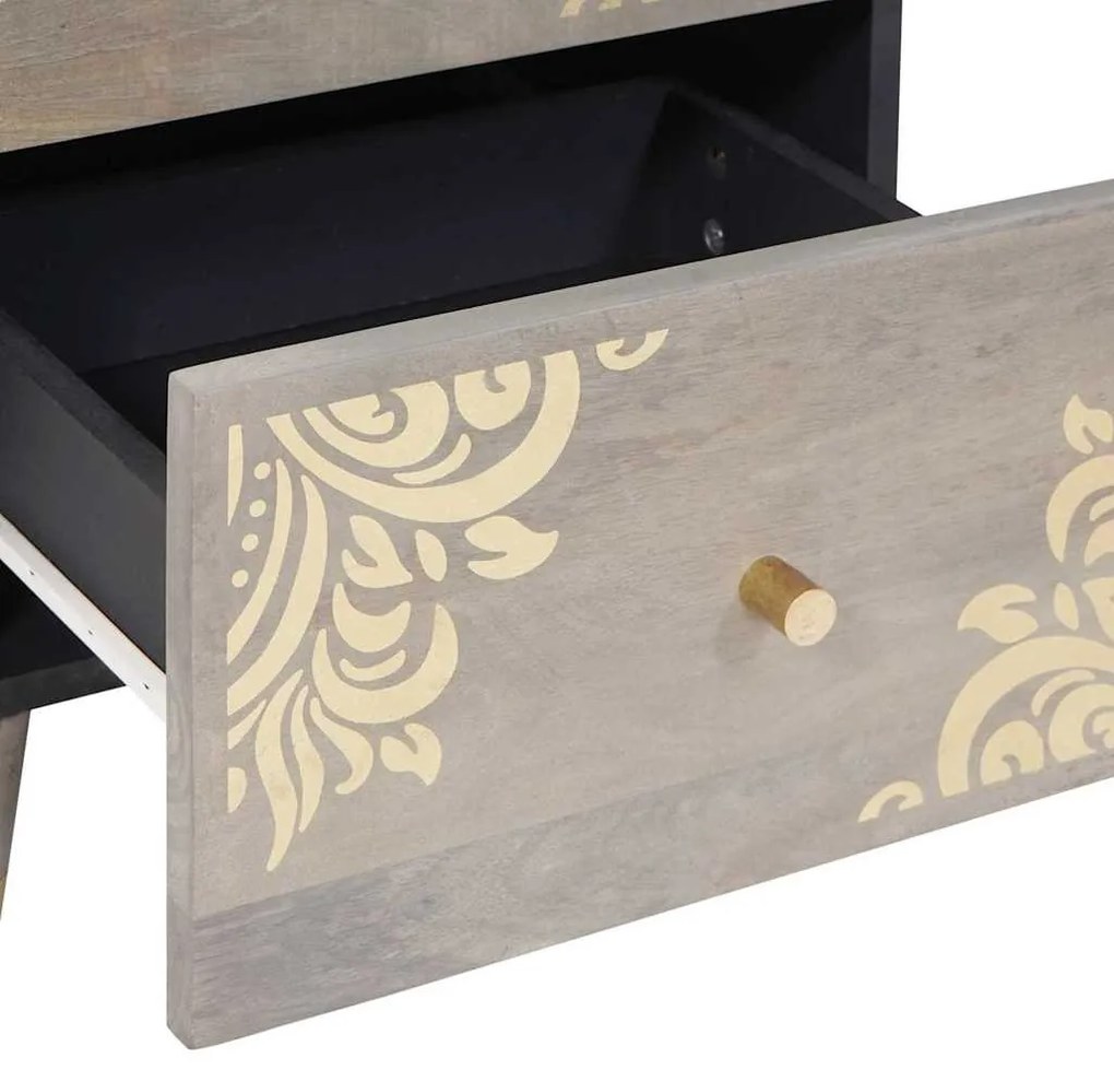 vidaXL Πλαϊνό γραφείο με συρτάρι Γκρι και Χρυσό 40 x 33 x 75 εκ.