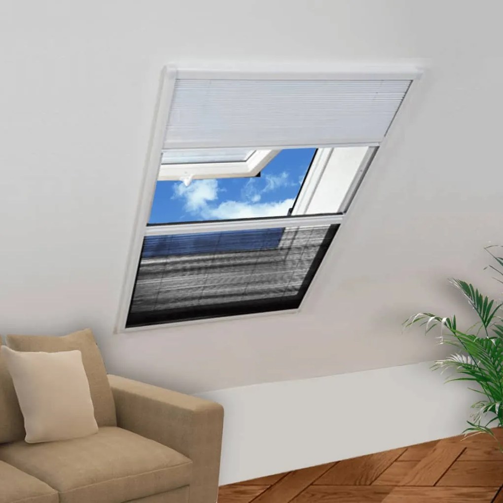 vidaXL Σήτα Παράθυρου Πλισέ 160 x 110 εκ. Αλουμινίου με Σκίαστρο