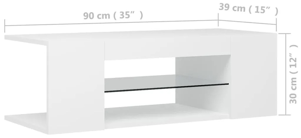 Έπιπλο Τηλεόρασης με LED Λευκό 90x39x30 εκ. - Λευκό