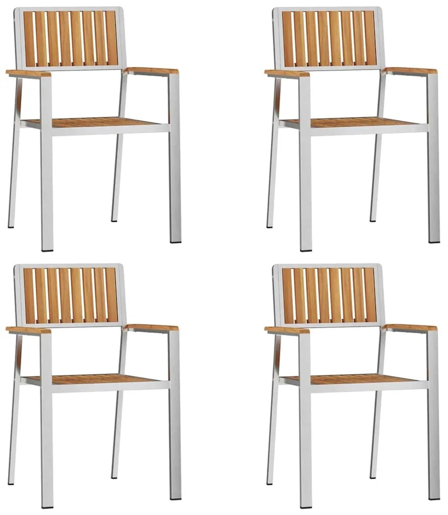 vidaXL Σετ Φαγητού Κήπου 5 Τεμαχίων Από Ξύλο Teak και Ανοξείδωτο Χάλυβα