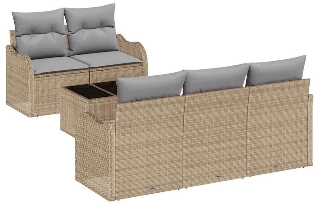vidaXL Σετ Καναπέ Κήπου 6 pcs Μπεζ Πολυ ράταν