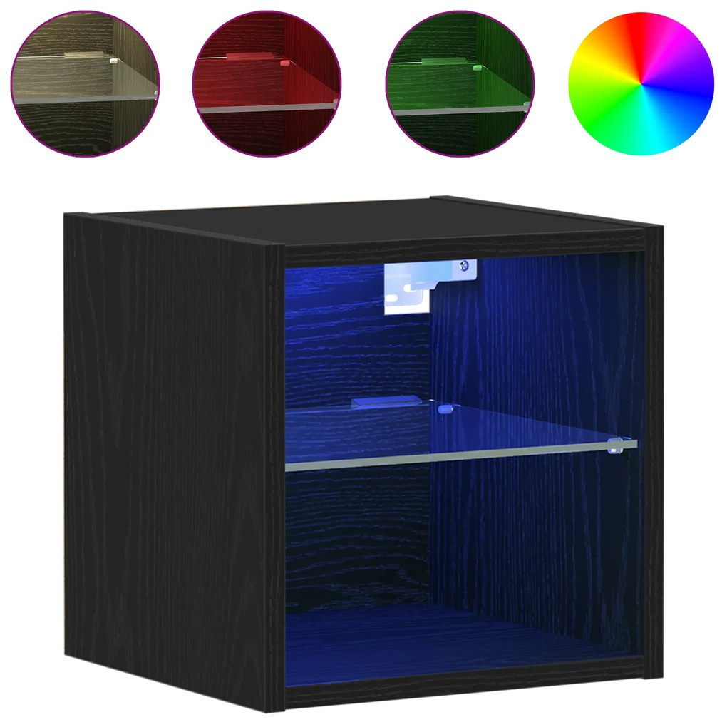 vidaXL LED TV Cabinet Μαύρη Δρυς 30x28,5x30 εκ Μηχανικής Ξυλείας