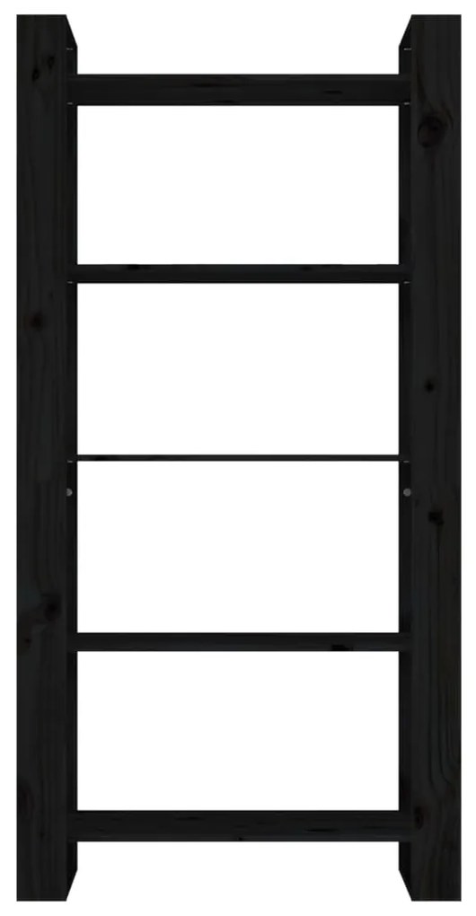 vidaXL Βιβλιοθήκη/Διαχωριστικό Χώρου Μαύρο 80x35x160 εκ. Μασίφ Ξύλο