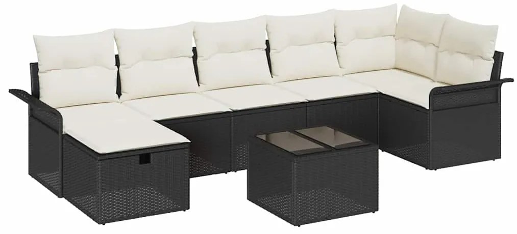 vidaXL Σετ Καναπέ Κήπου με μαξιλάρι 8 pcs Μαύρο Πολυ ράταν