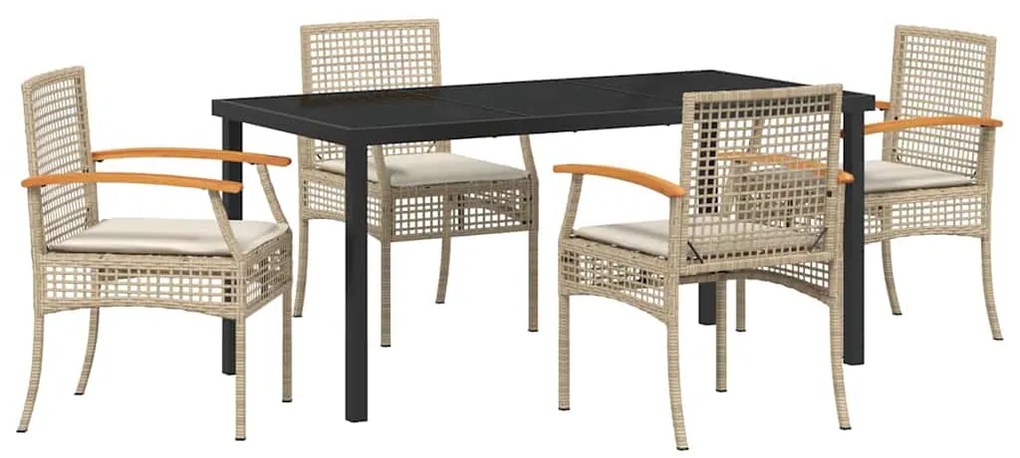 vidaXL Σέτ φαγητού για κήπο 5 pcs Μπεζ συνθετικό ρατάν