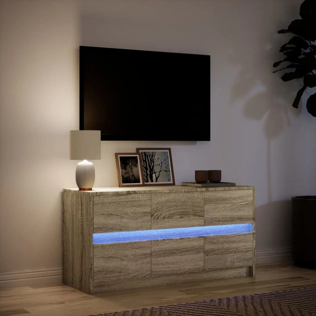 Έπιπλο Τηλεόρασης με LED Sonoma Δρυς 100x34x50 εκ. Επεξ. Ξύλο - Καφέ