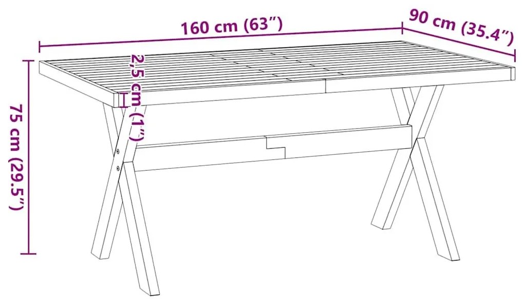 Τραπεζαρία NOAIN με πόδια σχήματος X 160x90x75 cm - Καφέ