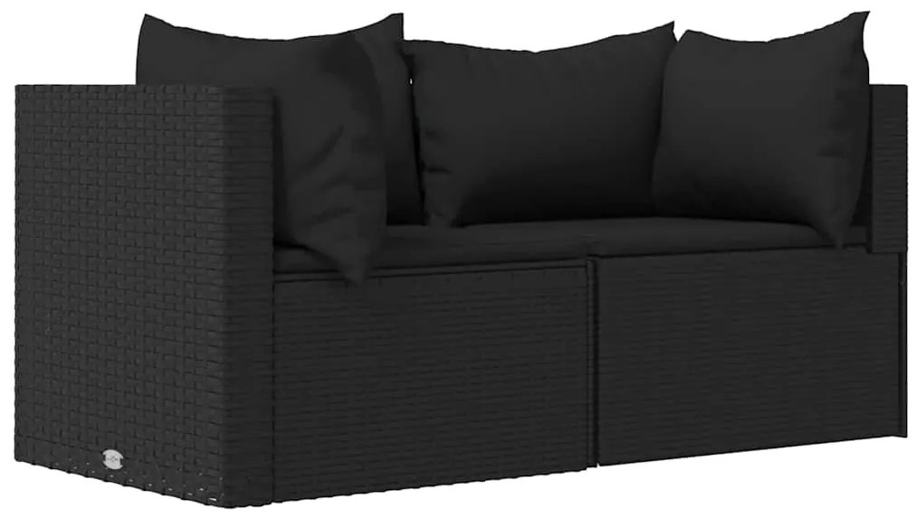 vidaXL Καναπέδες Κήπου Γωνιακοί με Μαξιλάρια 2 τεμ. Μαύρο Συνθ. Ρατάν