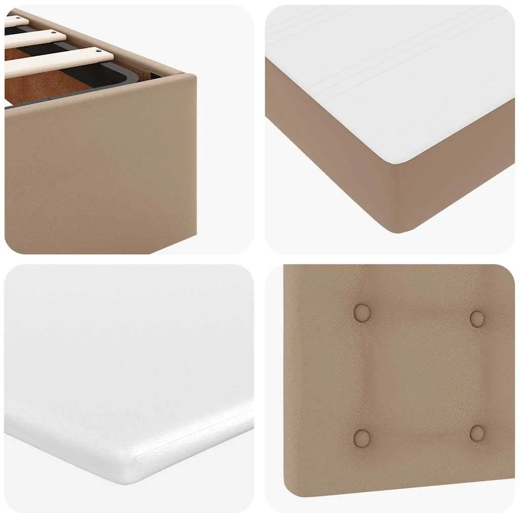 Οθωμανικό κρεβάτι με στρώμα &amp; LEDs Cappucino Faux Leather - Καφέ