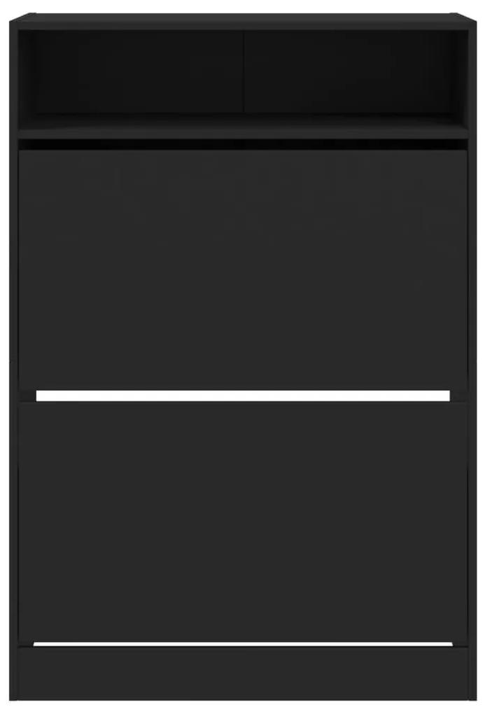 Παπουτσοθήκη με 2 Ανακλινόμενα Συρτάρια Μαύρη 80x34x116 εκ. - Μαύρο