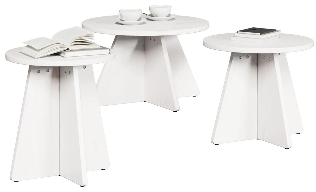 vidaXL Σετ Τραπεζιού Για Καφέ 3 pcs Λευκό 49 x 49 x 30 εκ.