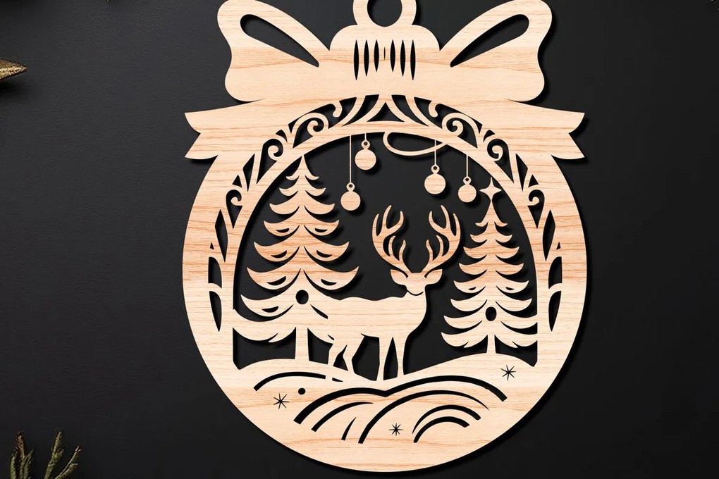 Σετ των 3 Intra απο ξύλο plywood 3mm-4mm πάχος Χριστουγεννιάτικο Στολίδι Δίασταση 8x8 cm INTRAFABR-110255094