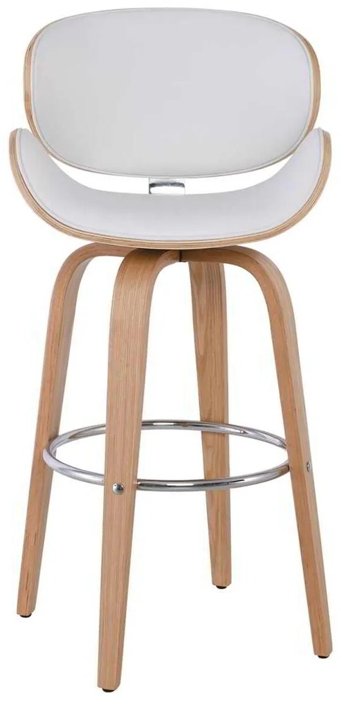 Σκαμπώ GOMEZ Bar Φυσικό/PU Άσπρο 54x57x76/107cm