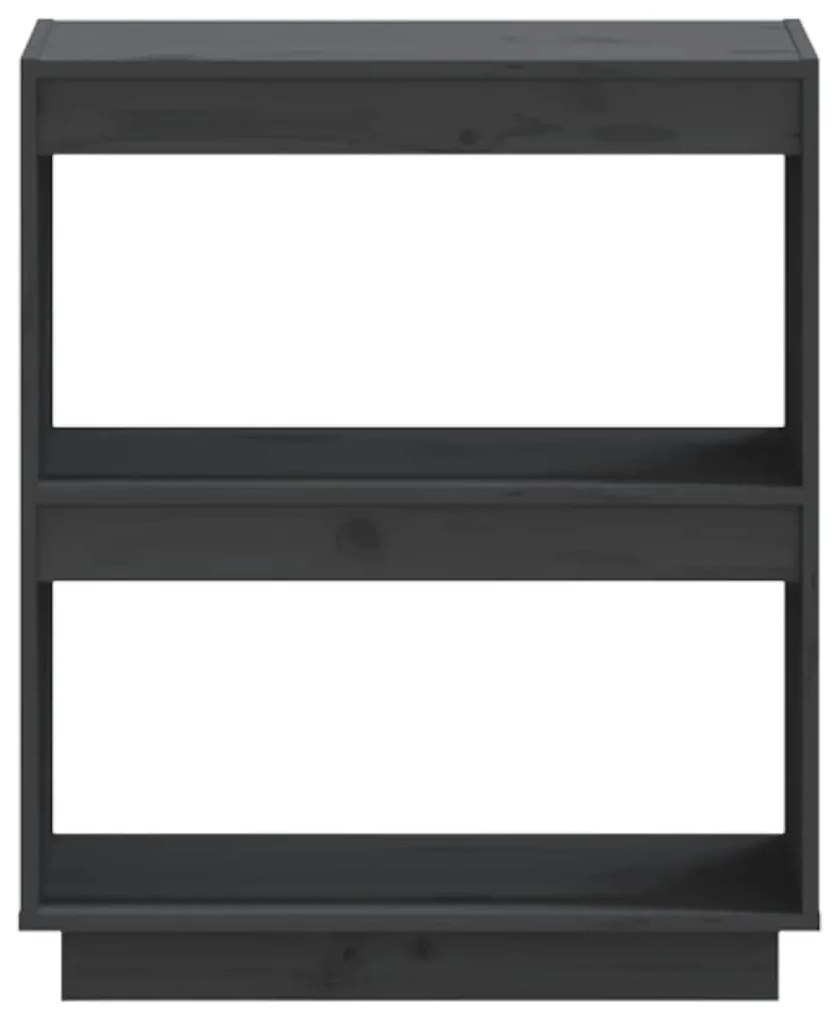 vidaXL Βιβλιοθήκη Γκρι 60 x 35 x 71 εκ. από Μασίφ Ξύλο Πεύκου