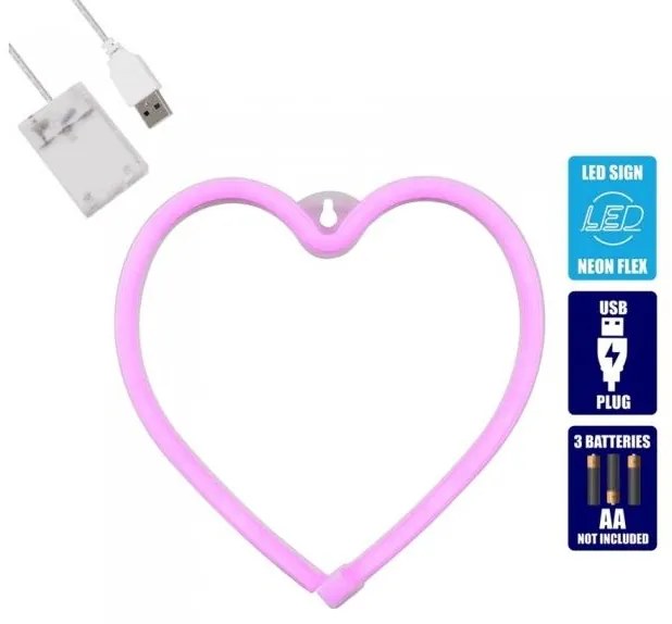 Διακοσμητικό Φωτιστικό Neon Led Ροζ Heart 78592 Globostar 78592 Ροζ