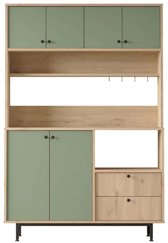 Ντουλάπι Κουζίνας 956LCS3583 120x35,5x180cm Oak-Green Μοριοσανίδα, Μέταλλο