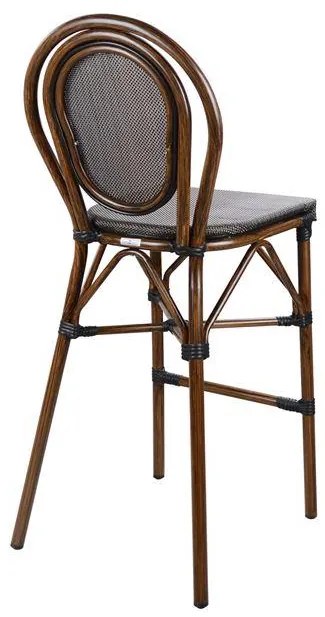 Σκαμπό μπαρ GIDEON Αλουμινίου Bamboo Look με Textline Καφέ 44x52x115 εκ. 44x52x115 εκ.