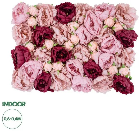 Artificial Garden ROSES STORY 20355 Τεχνητό Διακοσμητικό Πάνελ Λουλουδιών-Κάθετος Κήπος σύνθεση Ροζ &amp; Βυσσινί Τριαν Globostar-20 20355