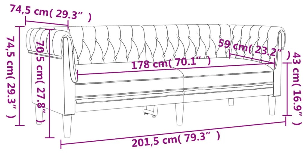 ΚΑΝΑΠΕΣ ΤΡΙΘΕΣΙΟΣ CHESTERFIELD ΛΙΝΟ 372563