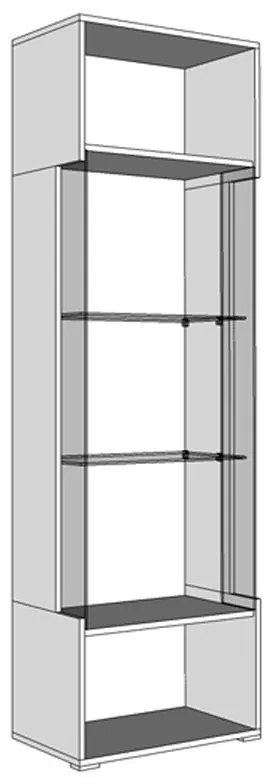 Βιτρίνα Enzo 1K VS Λευκό - Black Grey Wood - Λευκή Λάκα 58*35*190 εκ. 58x35x190 εκ.