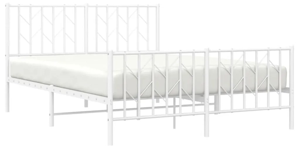 vidaXL Πλαίσιο Κρεβατιού με Κεφαλάρι/Ποδαρικό Λευκό 140x200εκ. Μέταλλο