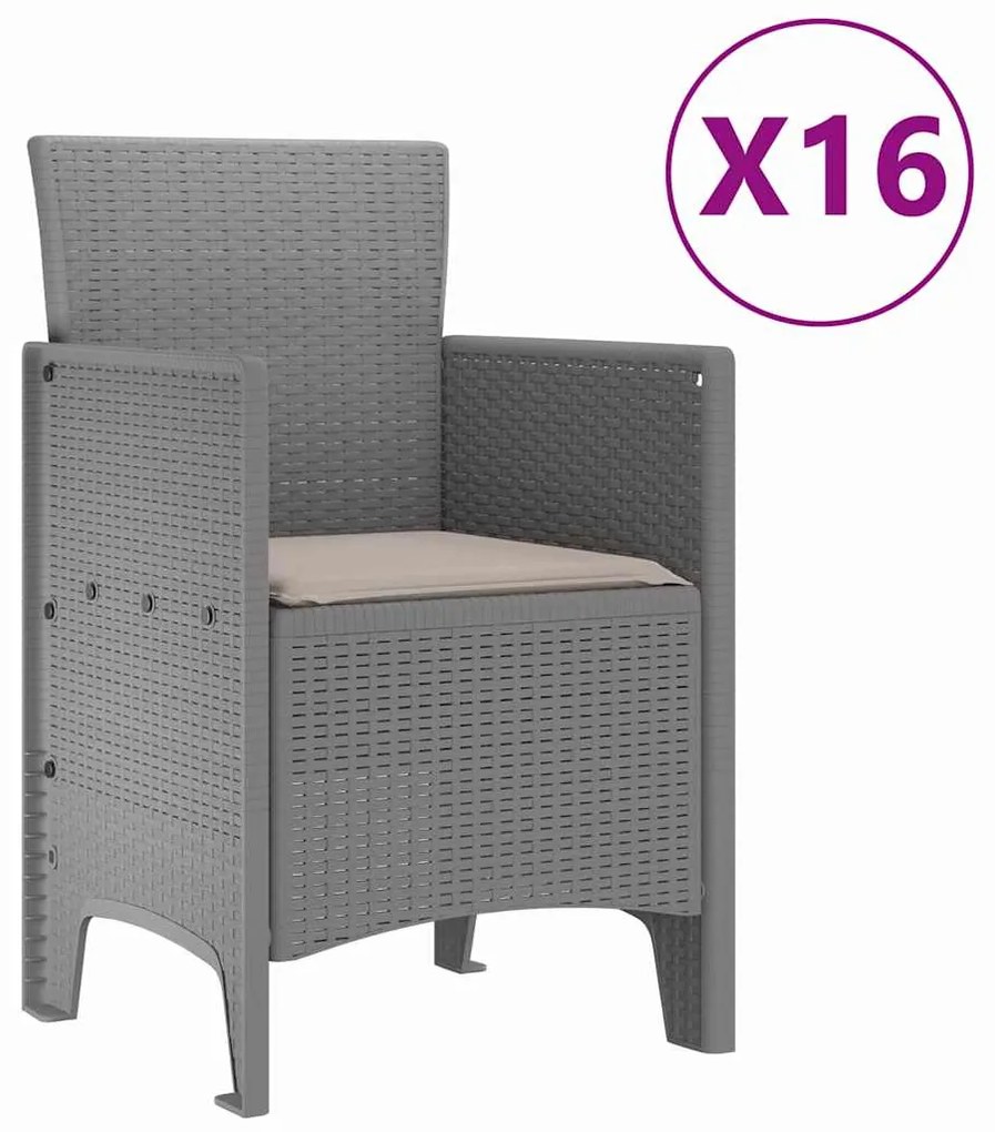 vidaXL Σέτ φαγητού για κήπο 17 pcs Ανοιχτό γκρι Rattan Polt
