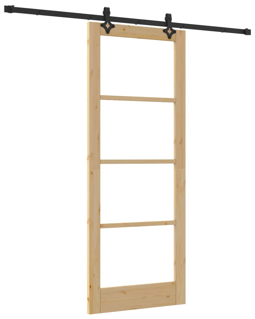 vidaXL Συρόμενη Πόρτα με Σετ Υλικών 83x211 cm Συμπαγές Ξύλο Πεύκου