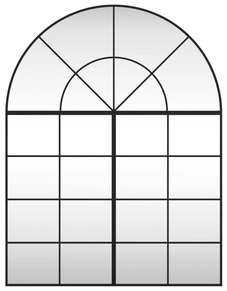 vidaXL Καθρέφτης Τοίχου Αψίδα Μαύρος 100 x 130 εκ. από Σίδερο