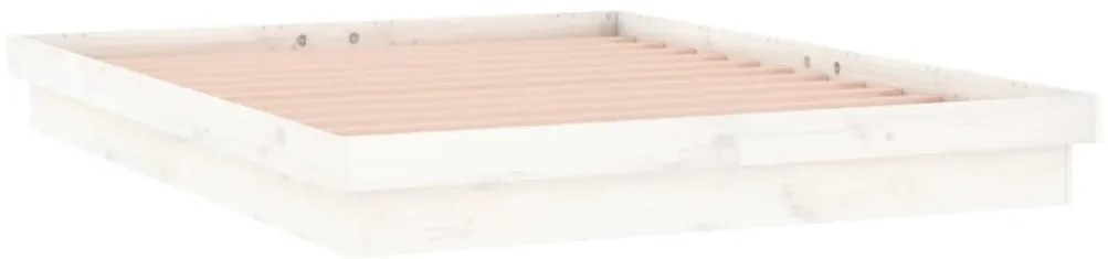 vidaXL Πλαίσιο Κρεβατιού LED Λευκό 150x200 εκ. King Size Μασίφ Ξύλο