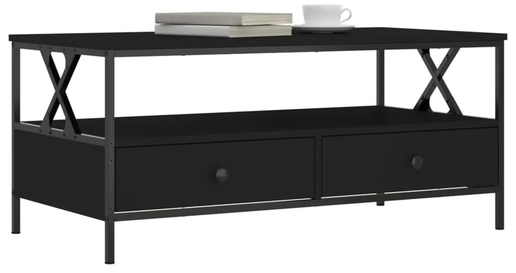 vidaXL Τραπεζάκι Σαλονιού Μαύρο 100x51x45 εκ. από Επεξεργασμένο Ξύλο