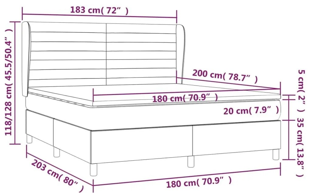 Κρεβάτι Boxspring με Στρώμα Μαύρο 180x200 εκ. Βελούδινο - Μαύρο