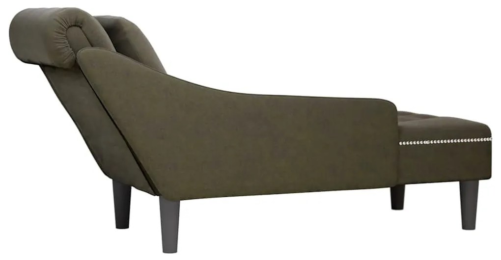 vidaXL Ανάκλιντρο Σκούρο Πράσινη Υφασμάτινο Μαξιλάρι Συνθετικό Δέρμα