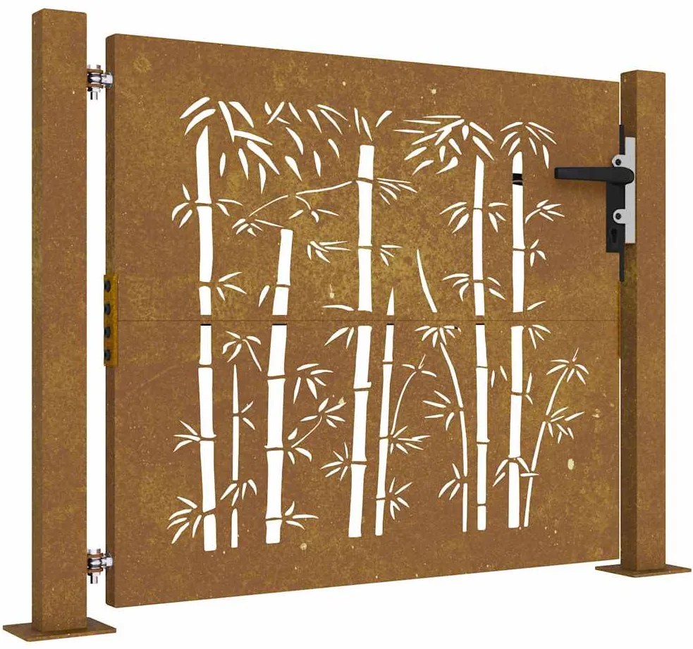 vidaXL Πόρτα Κήπου από Μπαμπού με Σχέδιο Ατσάλι Corten 100x100 εκ.