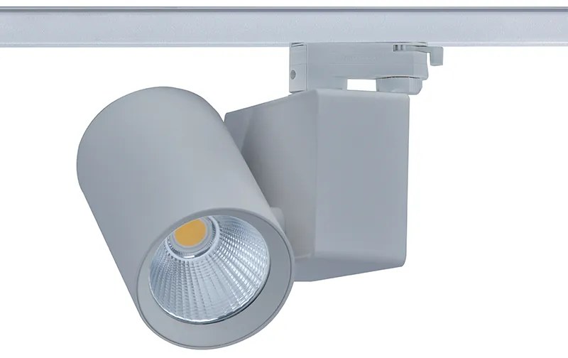 GREY LED TRACK LUMINAIRE 20W 4000K 3-PHASE 34° 2100LM 230V AC Ra80 - LISOR2040G4 - 1.5W - 20W - LISOR2040G4