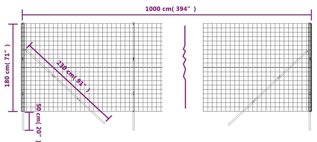 vidaXL Συρματόπλεγμα Περίφραξης Πράσινο 1,8x10 μ. Γαλβανισμένο Ατσάλι