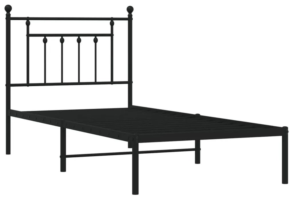 Πλαίσιο Κρεβατιού με Κεφαλάρι Μαύρο 90 x 190 εκ. Μεταλλικό - Μαύρο