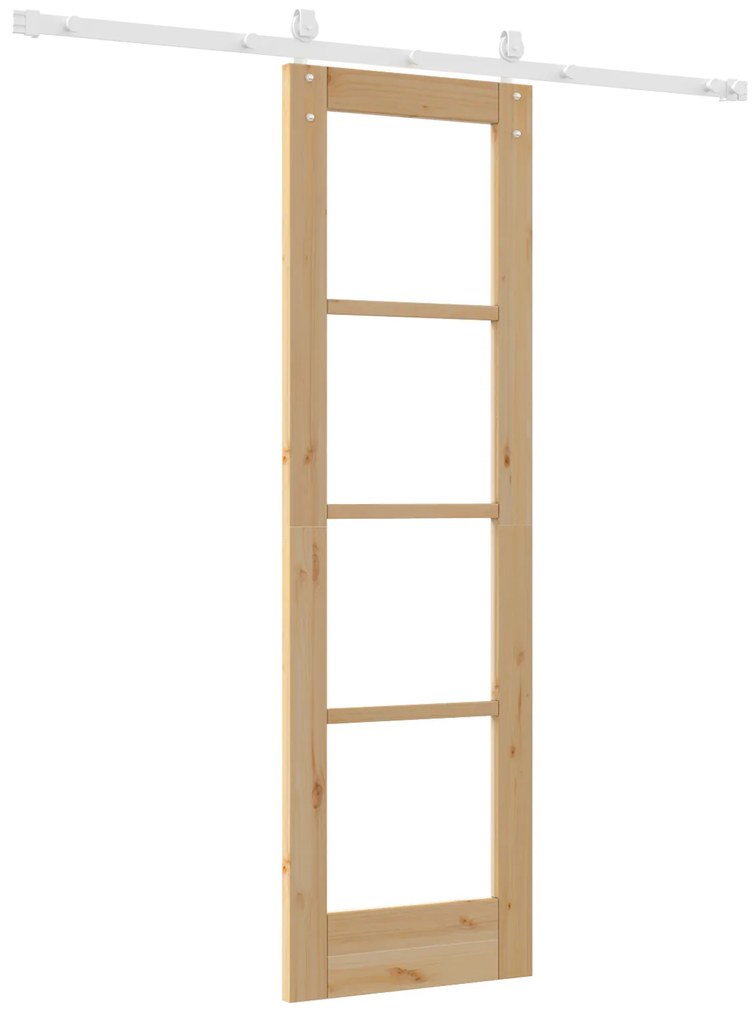 vidaXL Συρόμενη Πόρτα με Σετ Εξαρτημάτων 61x198.5 εκ Μασίφ Ξύλο Πεύκου