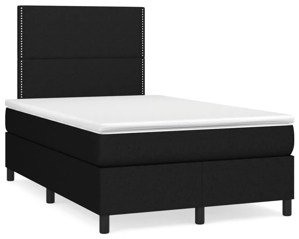 vidaXL Κρεβάτι Boxspring με Στρώμα & LED Μαύρο 120x190 εκ. Υφασμάτινο