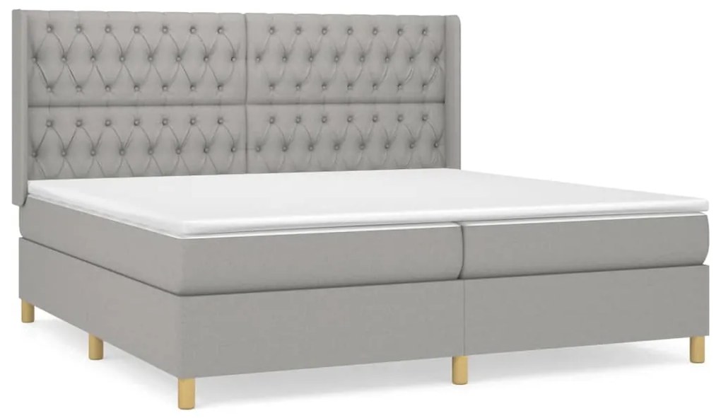 vidaXL Κρεβάτι Boxspring με Στρώμα Ανοιχτό Γκρι 200x200 εκ. Υφασμάτινο