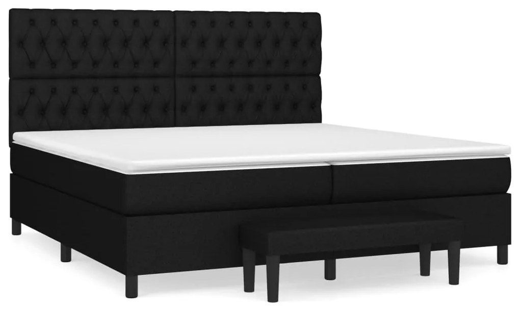 vidaXL Κρεβάτι Boxspring με Στρώμα Μαύρο 200x200 εκ. Υφασμάτινο