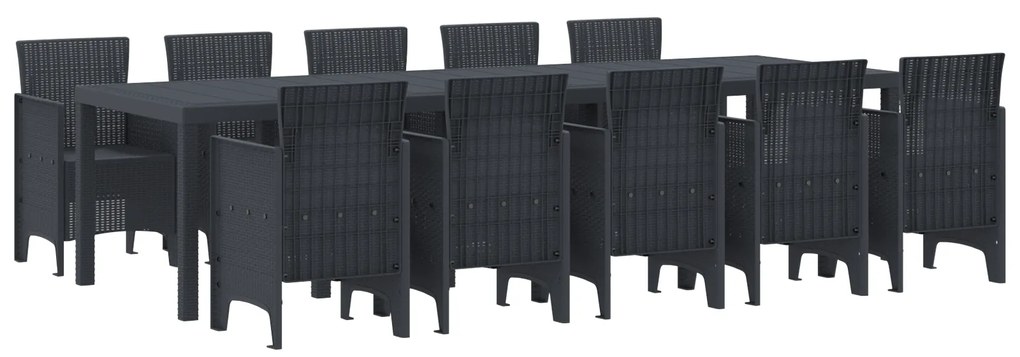 vidaXL Σέτ φαγητού για κήπο 11 pcs Ανθρακί 10 Θέσεων Πλαστικό